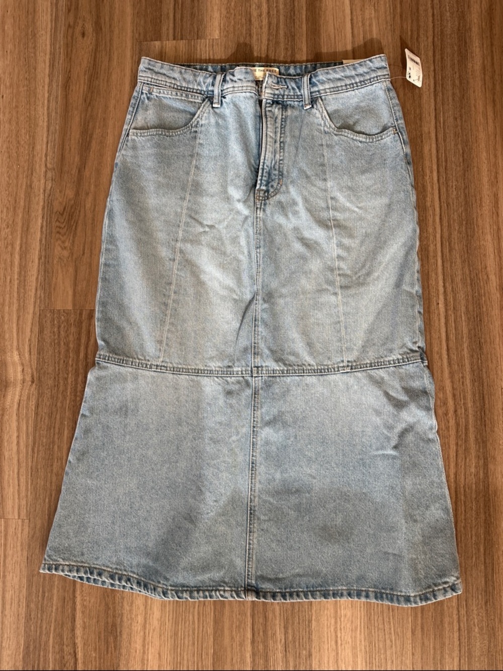 We The Free Light Blue High-Rise Denim Skirt